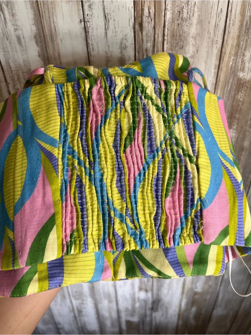 Zara Linen Blend Retro Swirl Corset Bustier Cami Top XS Multicolor NWT - Picture 7 of 7